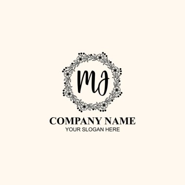 Butik veya Kişisel Markalar için MJ Zarif Çiçek Monogramı Logoları