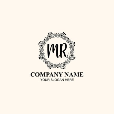 Butik veya Kişisel Markalar için MR Zarif Çiçek Monogramı Logoları