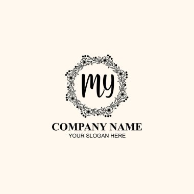 Butik veya Kişisel Markalar İçin Zarif Çiçek Monogramım Logoları