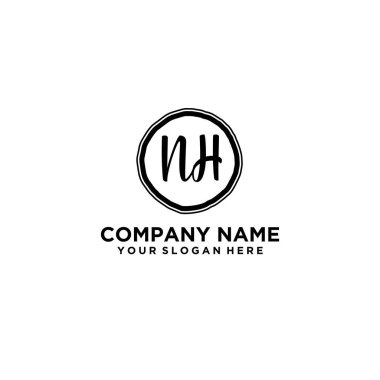 Kişisel ya da İş Markaları için Zarif El Yazısı NH Monogram Logo Koleksiyonu