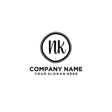 Kişisel ya da İş Markaları için Zarif El Yazısı NK Monogram Logo Koleksiyonu