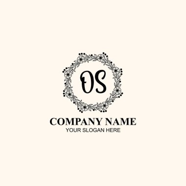 Butik veya Kişisel Markalar için OS Zarif Çiçek Monogramı Logoları