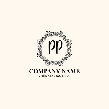 Butik veya Kişisel Markalar İçin PP Zarif Çiçek Monogramı Logoları