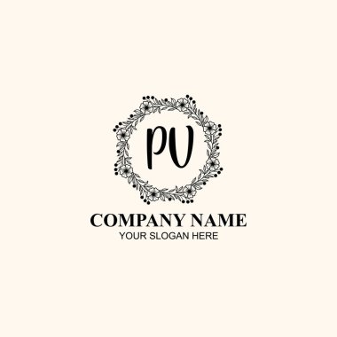 Butik veya Kişisel Markalar için PV Zarif Çiçek Monogramı Logoları