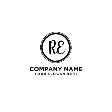 Kişisel ya da İş Markaları için Zarif El Yazması RE Monogram Logo Koleksiyonu