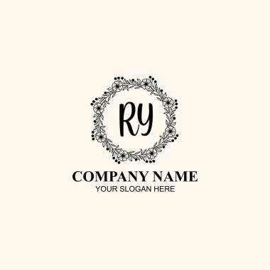 Butik veya Kişisel Markalar için R Zarif Çiçek Monogramı Logoları