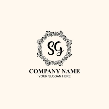 Butik veya Kişisel Markalar için SG Zarif Çiçek Monogramı Logoları