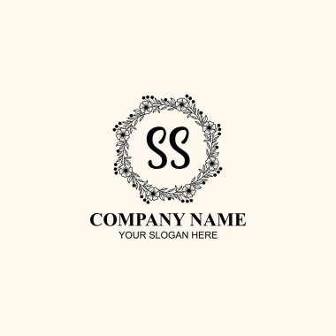 Butik veya Kişisel Markalar İçin SS Zarif Çiçek Monogramı Logoları