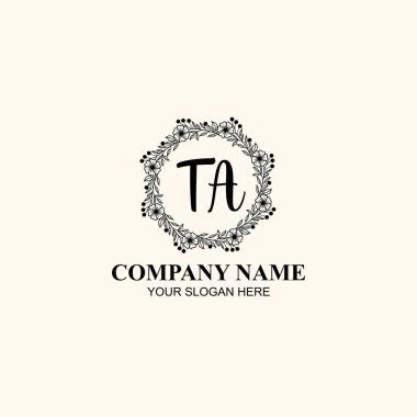 TA Butik veya Kişisel Markalar İçin Zarif Çiçek Monogram Logoları