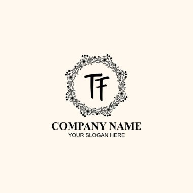 Butik veya Kişisel Markalar İçin TF Zarif Çiçek Monogramı Logoları