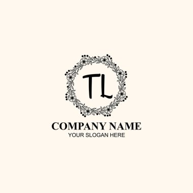 Butik veya Kişisel Markalar için TL Zarif Çiçek Monogramı Logoları