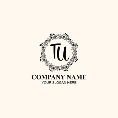 Butik ve Kişisel Markalar İçin TU Zarif Çiçek Monogramı Logoları