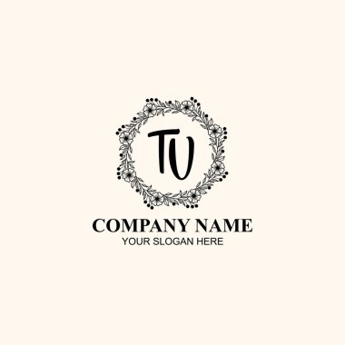 Butik veya Kişisel Markalar için TV Zarif Çiçek Monogramı Logoları