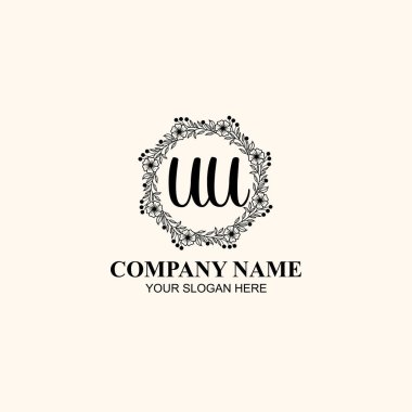 Butik veya Kişisel Markalar için UU Zarif Çiçek Monogramı Logoları