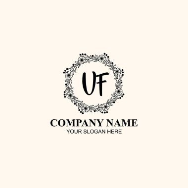 Butik veya Kişisel Markalar için VF Zarif Çiçek Monogramı Logoları