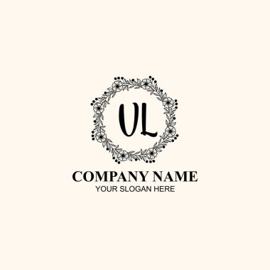 Butik veya Kişisel Markalar için VL Zarif Çiçek Monogramı Logoları