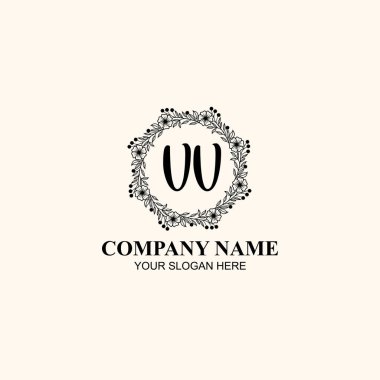 Butik ya da Kişisel Marka Logoları için VV Zarif Çiçek Monogramı