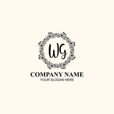 Butik veya Kişisel Markalar için WG Zarif Çiçek Monogramı Logoları