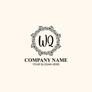 Butik veya Kişisel Markalar için WQ Zarif Çiçek Monogramı Logoları