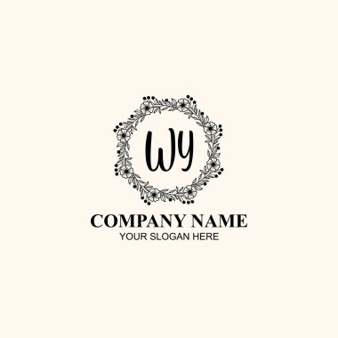 Butik ve Kişisel Markalar İçin WY Zarif Çiçek Monogramı Logoları