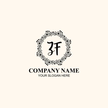Butik veya Kişisel Markalar için ZF Zarif Çiçek Monogramı Logoları