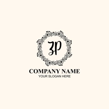 Butik veya Kişisel Markalar için ZP Zarif Çiçek Monogramı Logoları