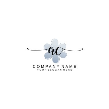 Zarif Çerçeve Elemanlarıyla Kadın El Yazısı AC Logosu