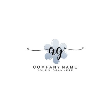 Zarif Çerçeve Elementleri ile Kadın El Yazısı AG logosu