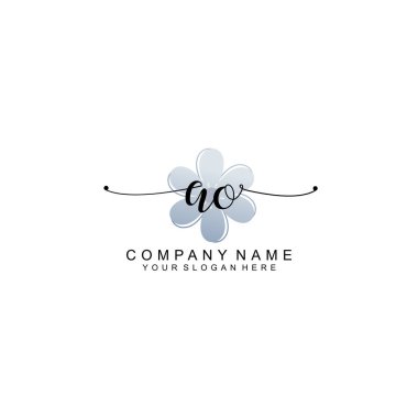 Zarif Çerçeve Elementleri ile Kadın El Yazısı AO Logosu