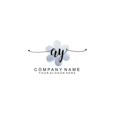 Zarif Çerçeve Elementleri ile Kadın El Yazısı AY logosu