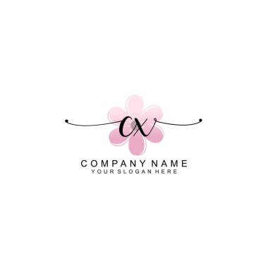 Zarif Çerçeve Elemanlarıyla Kadın El Yazısı CX Logosu