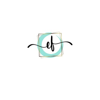 Zarif Çerçeve Elementleri ile Kadın El Yazısı EF Logosu