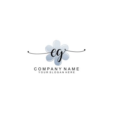 Zarif Çerçeve Elementleri ile Kadın El Yazısı EG logosu