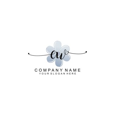 Zarif Çerçeve Elemanlarıyla Kadın El Yazısı EW Logosu