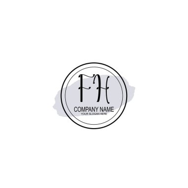 Çiçek ve Minimalist Dokunuşlu Zarif FH El Yazısı Logosu