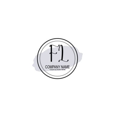 Çiçek ve Minimalist Dokunuşlu Zarif FL El Yazısı Logosu