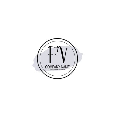 Çiçek ve Minimalist Dokunuşlu Zarif FV El Yazısı Logosu
