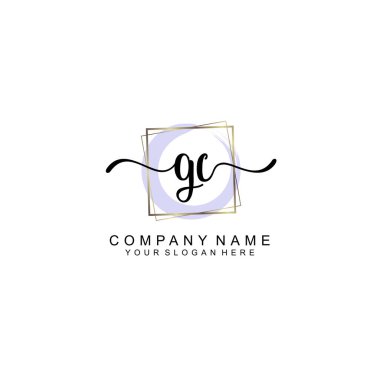 Zarif Çerçeve Elementleri ile Kadın El Yazısı GC Logosu