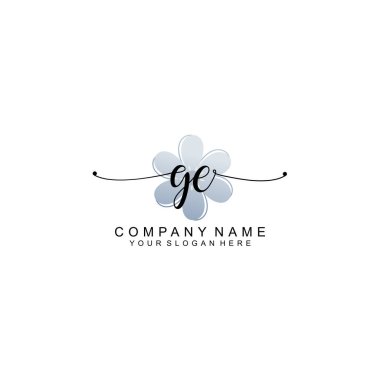 Zarif Çerçeve Elemanlarıyla Kadın El Yazısı GE Logosu