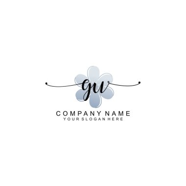 Zarif Çerçeve Elemanlarıyla Kadın El Yazısı GU Logosu