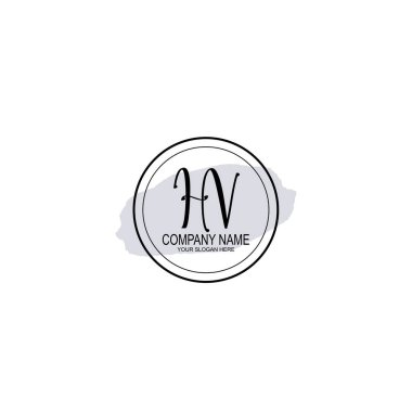 Çiçek ve Minimalist Dokunuşlu Zarif HV El Yazısı Logosu