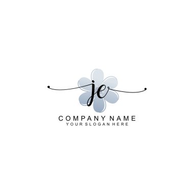 Zarif Çerçeve Elemanlarıyla Kadın El Yazısı JE Logosu