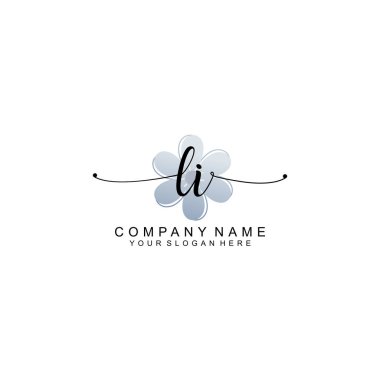 Zarif Çerçeve Elementleri ile Kadın El Yazısı LI logosu