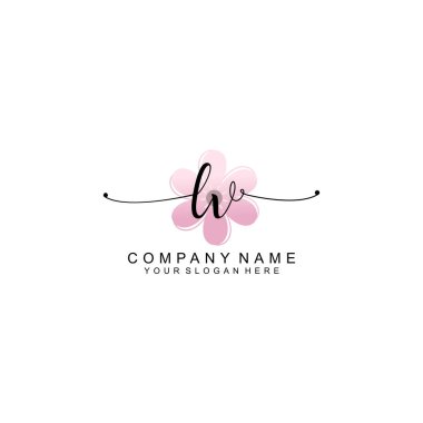 Zarif Çerçeve Elementlerine sahip kadın el yazısı LV logosu