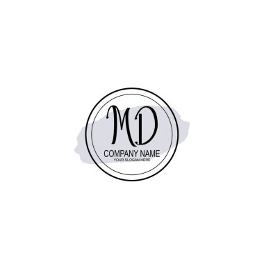 Çiçek ve Minimalist Dokunuşlu Zarif MD El Yazısı Logosu