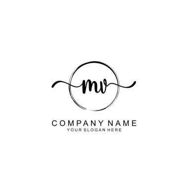 MV Minimalist İmza Logosu Tasarımı Koleksiyonu