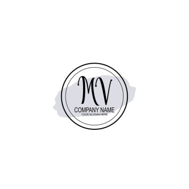 Çiçek ve Minimalist Dokunuşlu Zarif MV El Yazısı Logosu