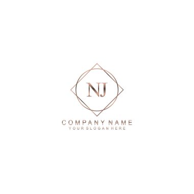 Lüks NJ İlk Logo Tasarımı Zarif Altın ve Gül Altın Temalı