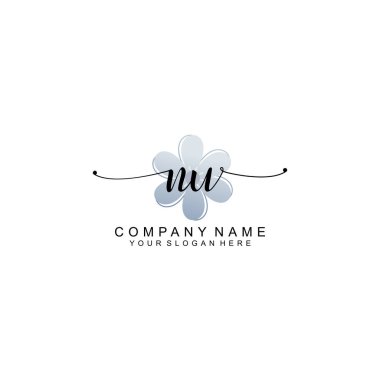 Zarif Çerçeve Elemanlarıyla Kadın El Yazısı NU Logosu