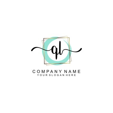 Zarif Çerçeve Elemanlarıyla Kadın El Yazısı QL Logosu